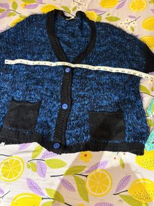 Blue &amp; Black Knit Imported Cardigan