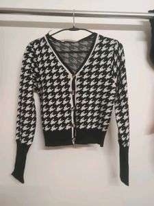 Houndstooth Knit Cardigan