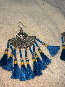 Blue Tassel Earrings