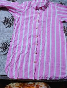 Pink Striped Shirt Dress
