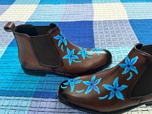Hand Painted Leather Chelsea Boots