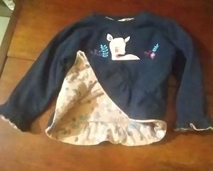 Deer Print Ruffle Hem Sweatshirt