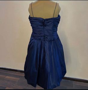 Blue Embellished Silk Baloon Dress