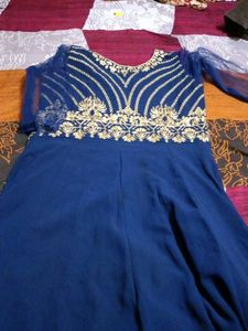Elegant Blue &amp; Gold Anarkali