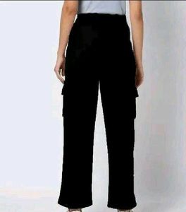 Black Wide-Leg Drawstring Pants
