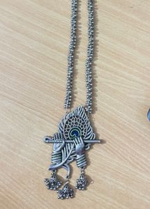 Krishna Flute Oxidised Necklace Set