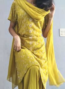 Yellow Embroidered Punjabi Suit