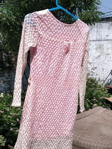 Pink Net Body Fitted Top