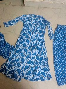 Blue Printed Kurta Set