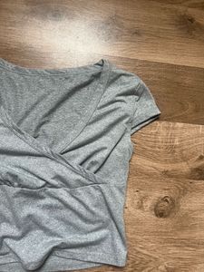 Gray V-Neck Crop Top