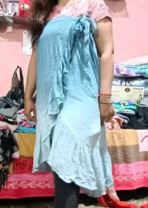 Double Shade Frilled Skirt Cum Dress