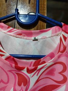 Pink Heart Print Sleeveless Top Combo Of Both New