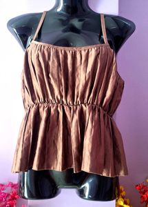 Brown Peplum Tank Top