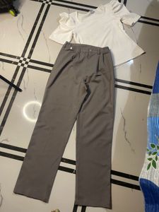 Combo Grey Trouser With White Top