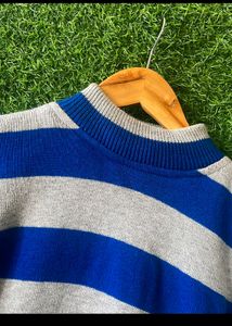 Unisex Blue Grey Color Korean Sweater (S Size)