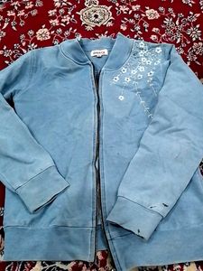 Blue Floral Embroidered Jacket