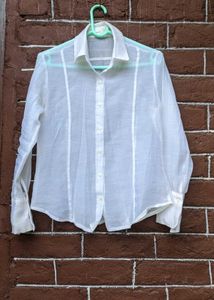 White sheer button-down shirt