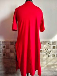 🎁Buy 1, Get 1 Free🎁,Red Cold Shoulder Kurta
