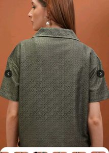 Green Patterned Button-Down Shirt