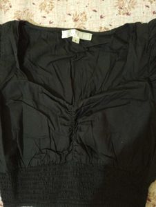 Black Sweetheart Neck Top