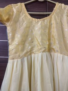 Cream Colour Satin Yoke With Georgette Anarkali