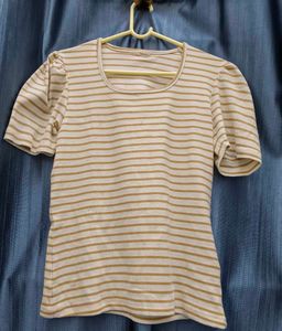 Striped Puff Sleeve Top