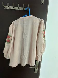 Embroidered Sleeve Top