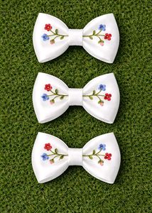 Floral Embroidered Bow Hair Clips(pack of 3)