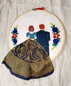 Couple Embroidery Wooden Hoop