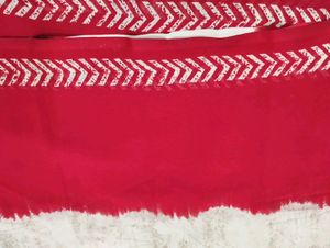 Red Floral Printed Georgette Saree