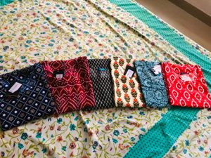 Assorted Print Cotton Kurtis - Set of 7