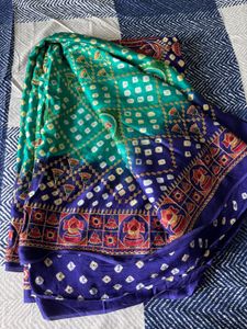 Pure Silk Saree with Bandhani &amp; Elephant Motifs