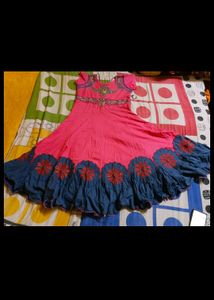 Pink Anarkali With Pant And Dupatta