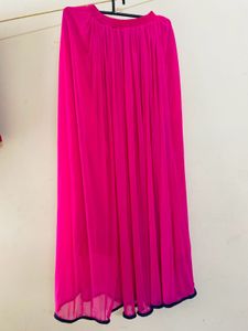 Pink Maxi Skirt With Blue Piping At Bottom
