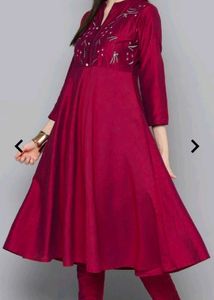 Embroidered Kurta Set With Printed Dupatta