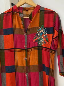 colourful check kurti