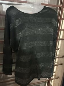 Striped long sleeve sheer top