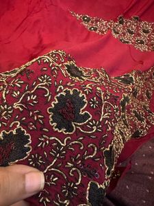 Unused Maroon Georgette Saree With No Blouse