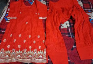 Wedding Bridal Red Embroidered Kurta Set