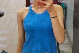 Blue Ribbed Tank Top