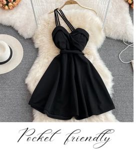 Black One Shoulder Padded Dress