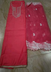 Coral Embroidered Kurta Set. unstitched