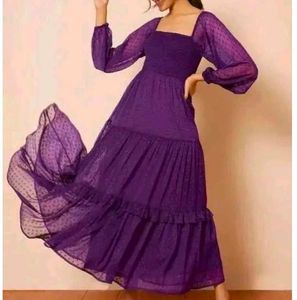 Purple Polka Dot Maxi Dress