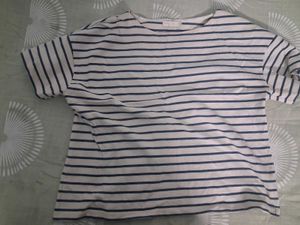 Striped Oversized Cropped Tshirt