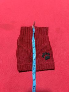 Red Knit Pet Dog Sweater with Zipper &amp; Paw