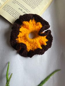 Sunflower Crochet Scrunchie