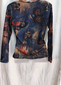 132812. Abstract Print Wrap Top