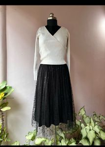 black Polka Dot Tulle Skirt