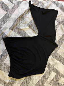 One Off Shoulder Chic Black Top