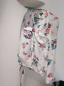 ColourfulWhite Shirt With Overall Flower Prints